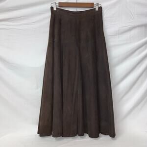 Vintage 1970’s Maglia Suede Leather Skirt Dark Brown Size 10